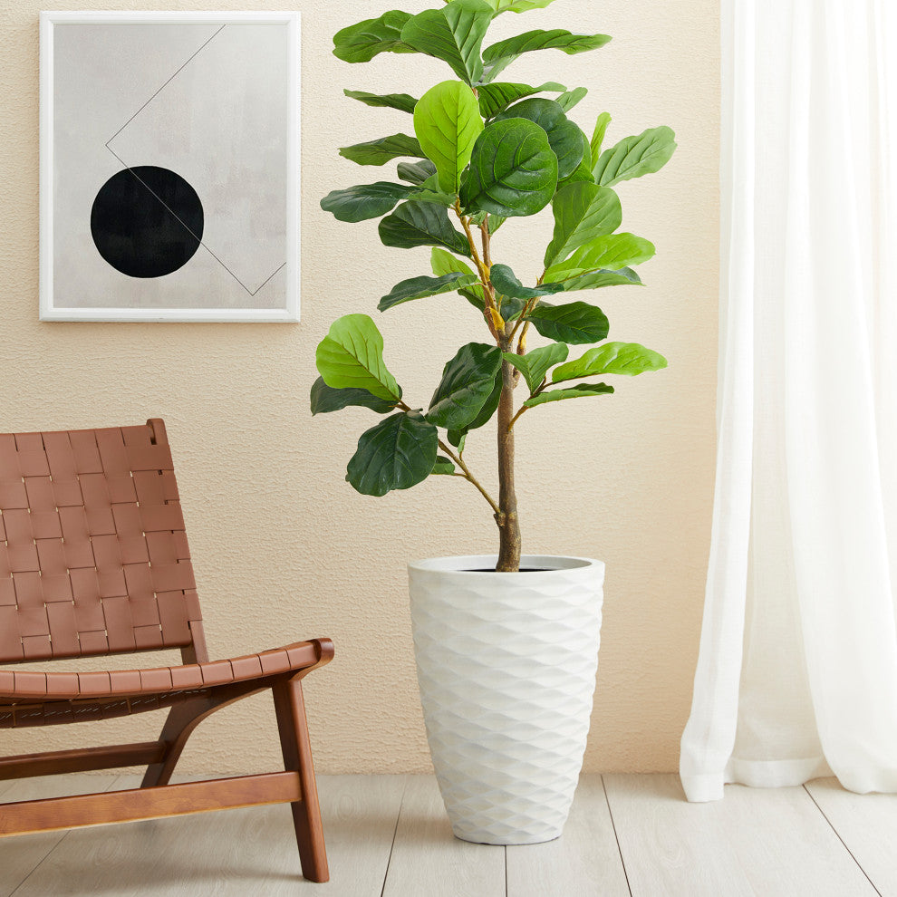 Evironmental Oversized Faux Porcelain Polyresin Diamond Planter, Set of 2