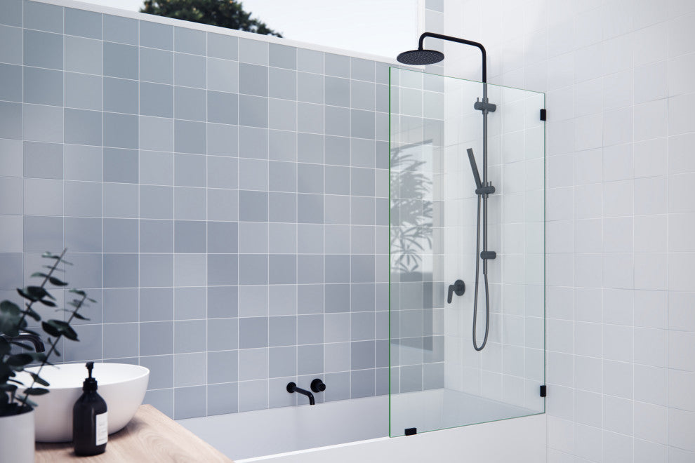 58.25"x34" Frameless Shower Bath Fixed Panel, Oil Rubbed Bronze