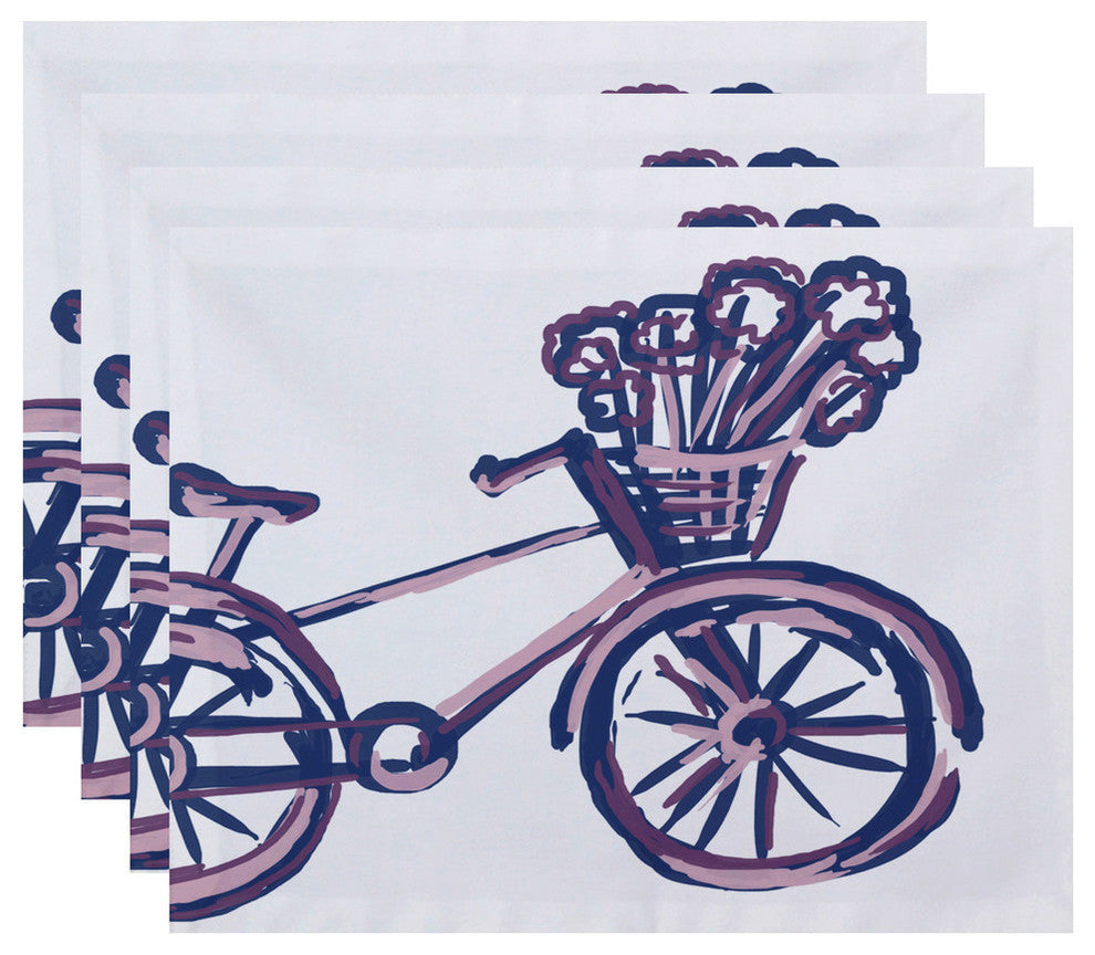 La Bicicleta Geometric Print Placement, Pale Orchid, Set of 4