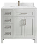Cambridge 36 Center Sink Bath Vanity in Coventry Gray 1.5" White Quartz