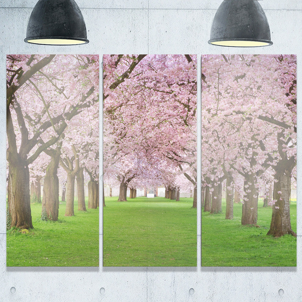 "Stunning Cherry Blossoms Plenitude" Metal Wall Art, 3 Panels, 36"x28"