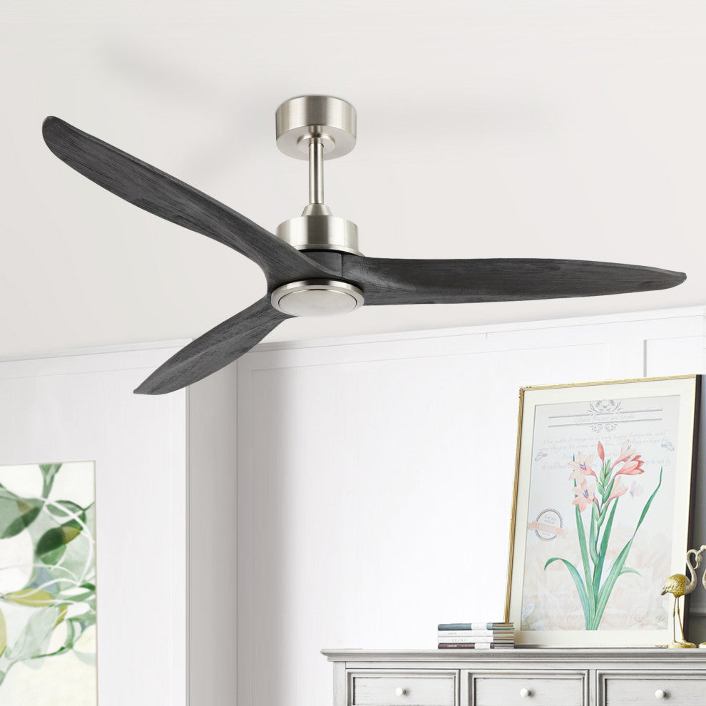 60" 3-Blade Reversible DC Motor Ceiling Fan with Remote, Brushed Nickel