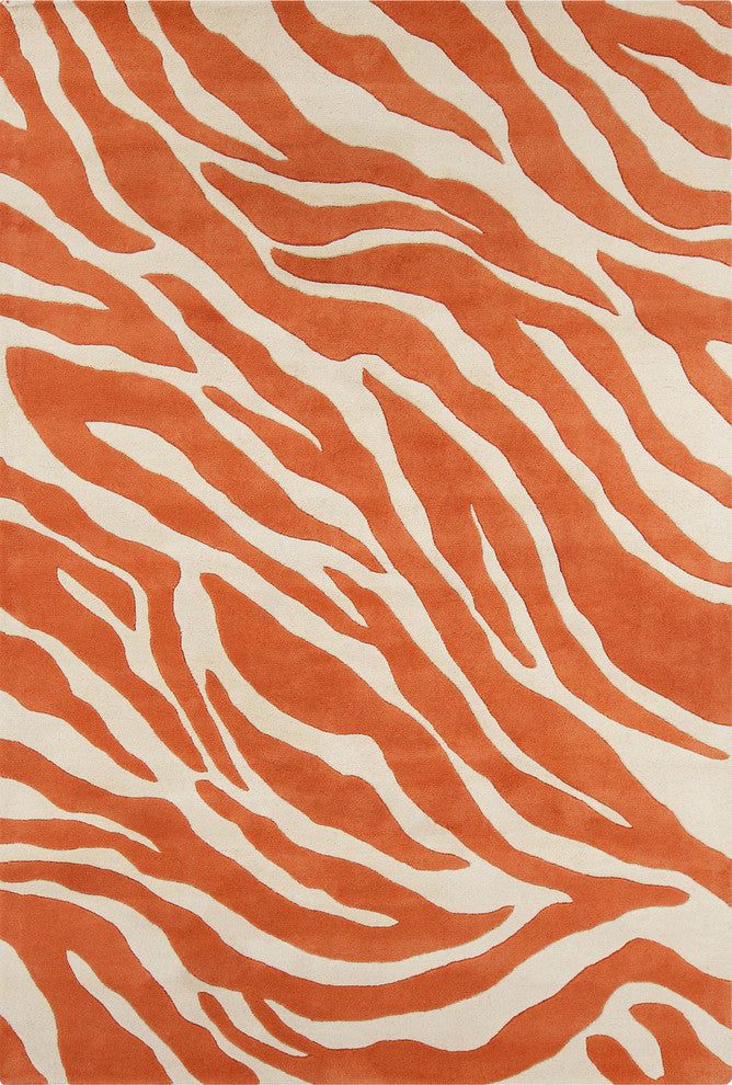 Stella Contemporary Area Rug, Orange and White, 5'x7'6"