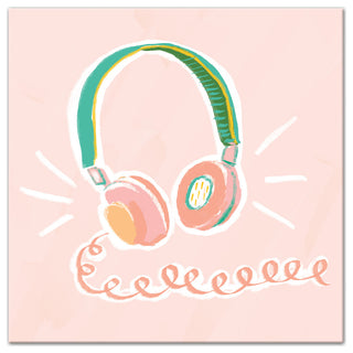 Blush Headphones 16x16 Canvas Wall Art
