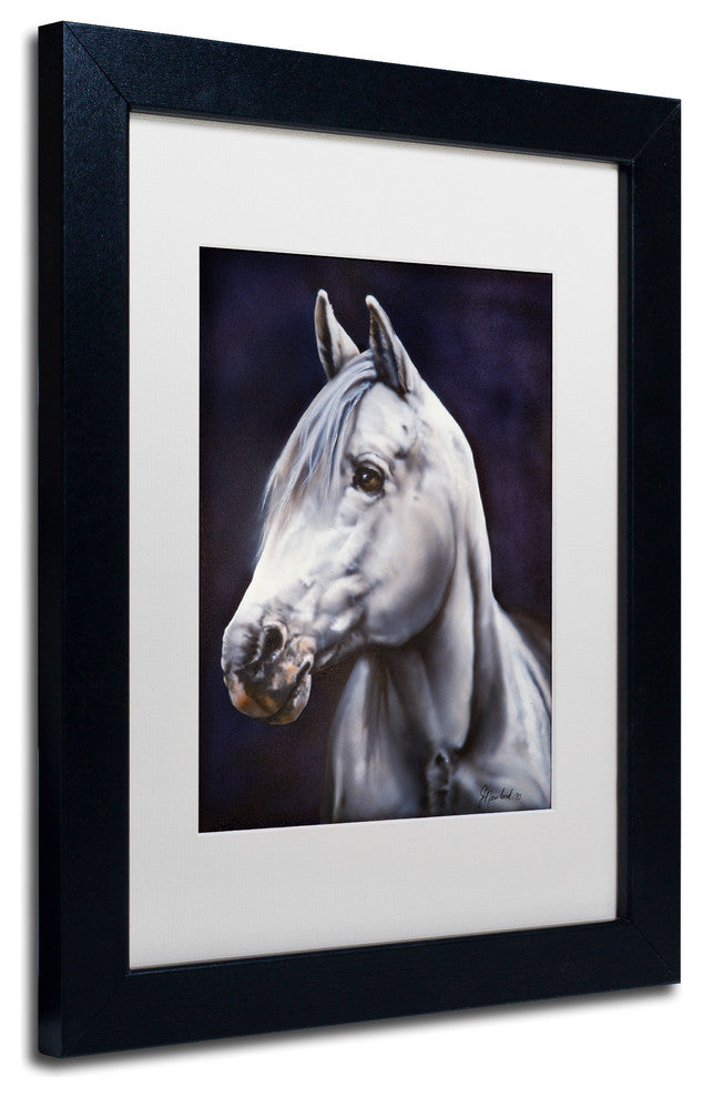 Jenny Newland 'White Arabian Stallion' Matted Framed Art, 14x11