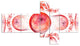 Red Exotic Pattern on White, Abstract Art on Canvas, 60"x32", 5 panels