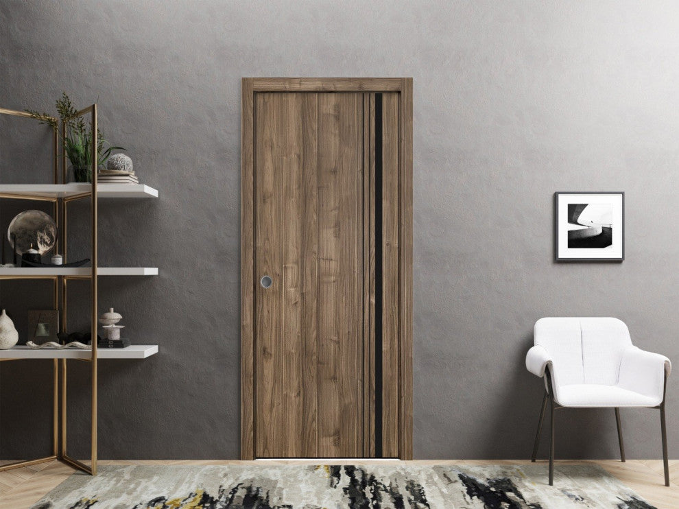 Slab Barn Door Panel 24 x 84 | Planum 0011 Walnut with  | Sturdy Finished