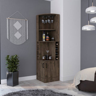 Seattle Bar Cabinet, Eight Bottle Cubbies, Two Large Open Shelves