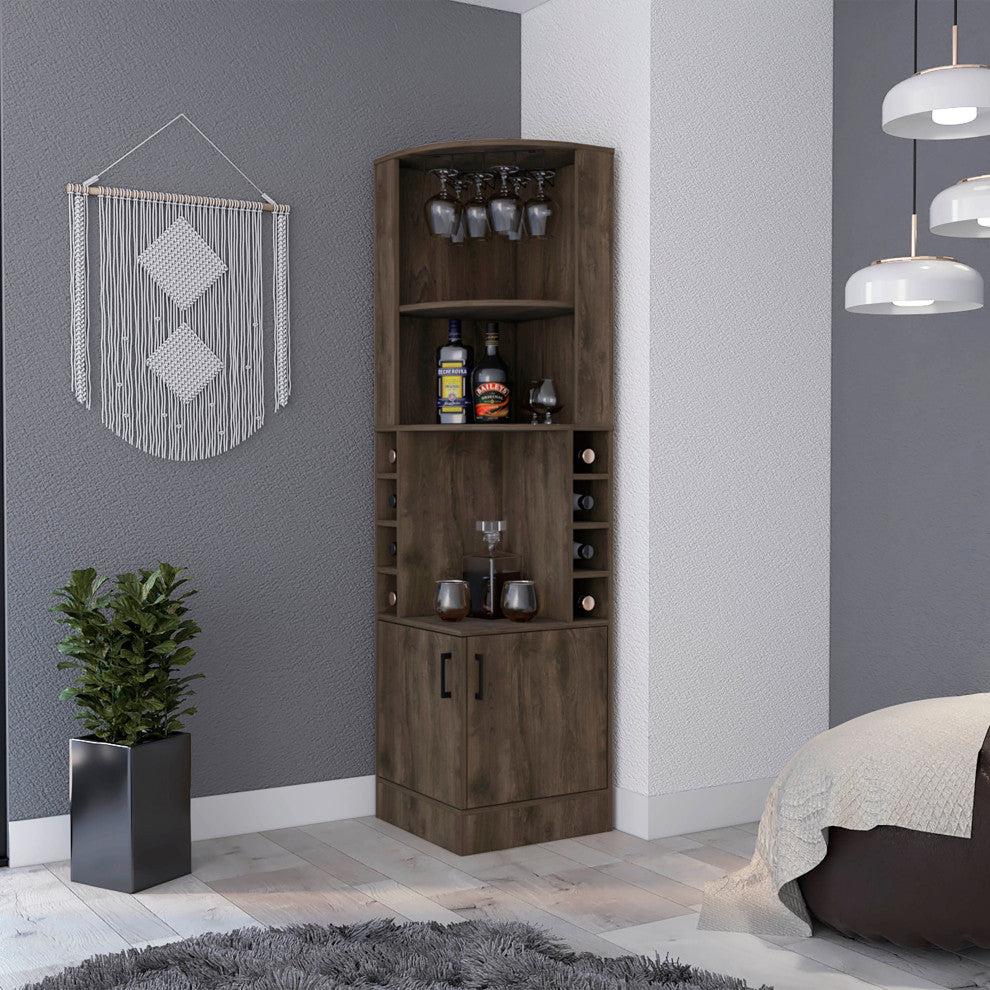 Seattle Bar Cabinet, Eight Bottle Cubbies, Two Large Open Shelves