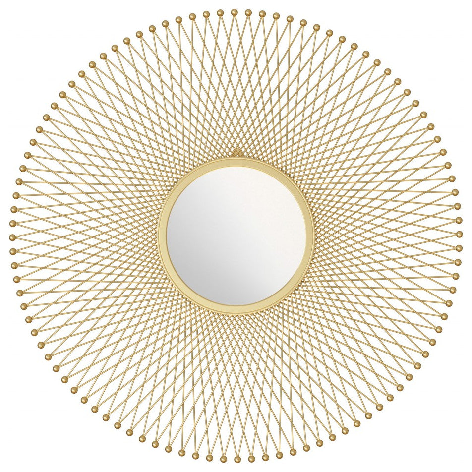 Gold Lattice Round Mirror