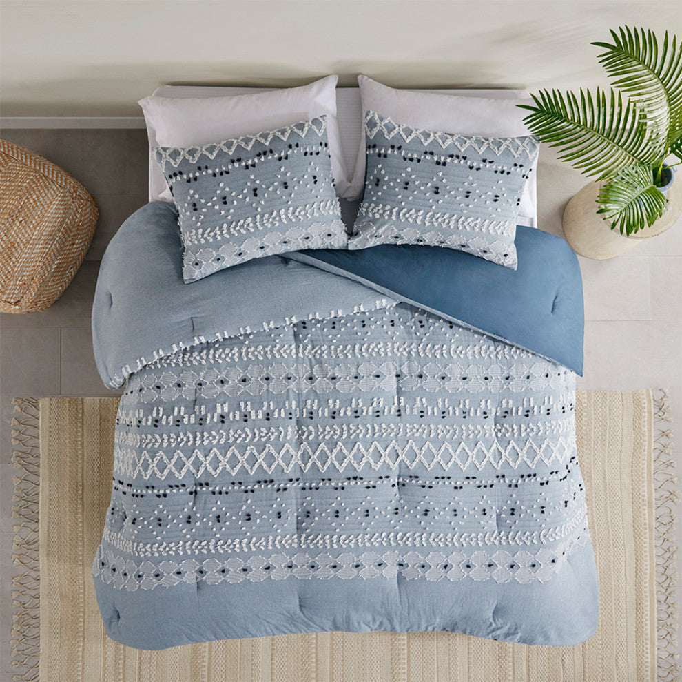Dora Organic Cotton Chambray 3-Piece King/Cal King, Duvet Cover Set, No Insert