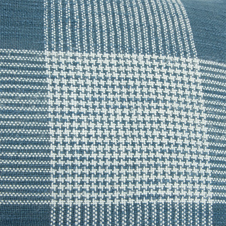 Teal White Plaid Pattern Throw Pillow