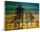 "Emerald Sky" Print on Natural Pine Wood, 36"x24"