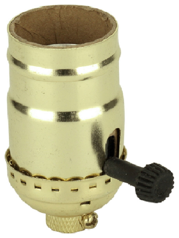 21301 3-Way Lamp Socket With Turn Knob Switch, Polished Brass