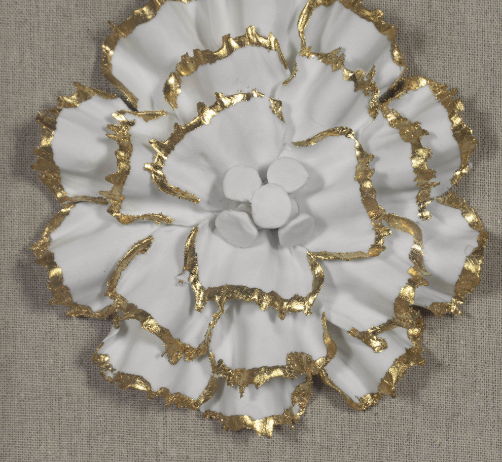 Gold Ceramic Flower Shadow Box Wall DÃ©cor (MS39291BP)