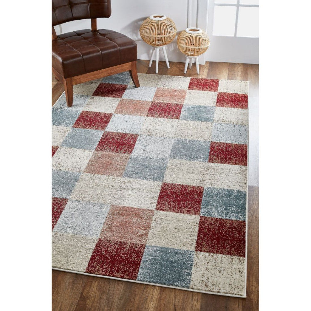KAS Avalon 5616 Brown Checkered Area Rug, 2' x 7'7" Runner