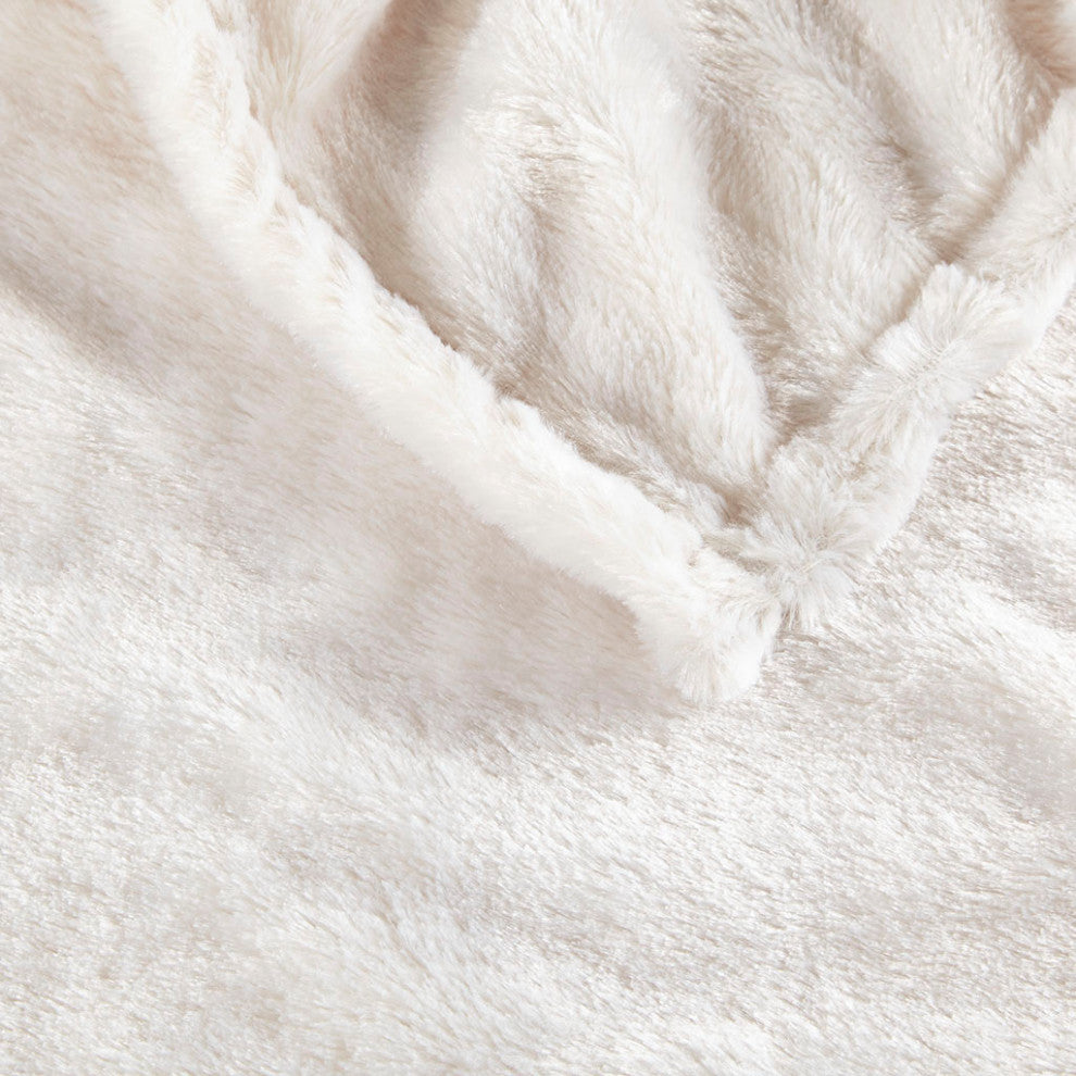Beautyrest Heated Duke Faux Fur Heated Throw, Ivory