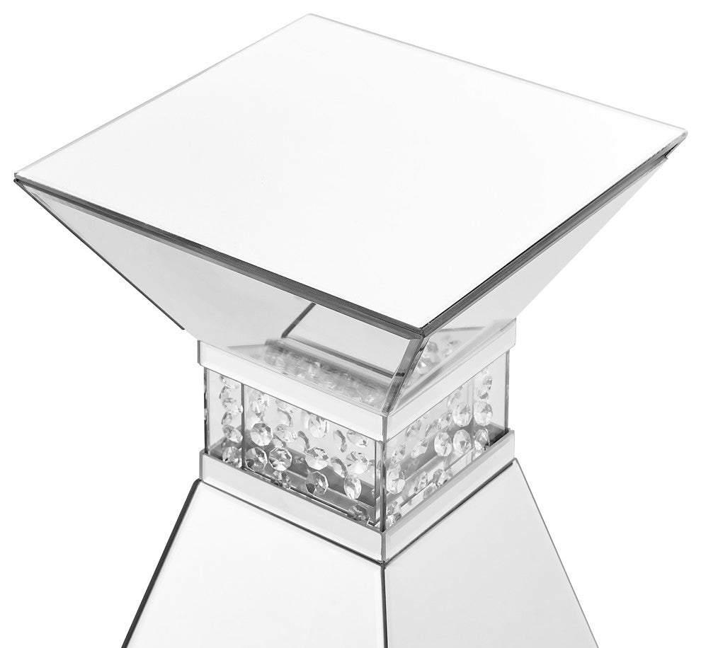 12" Crystal End Table, Clear Mirror Finish
