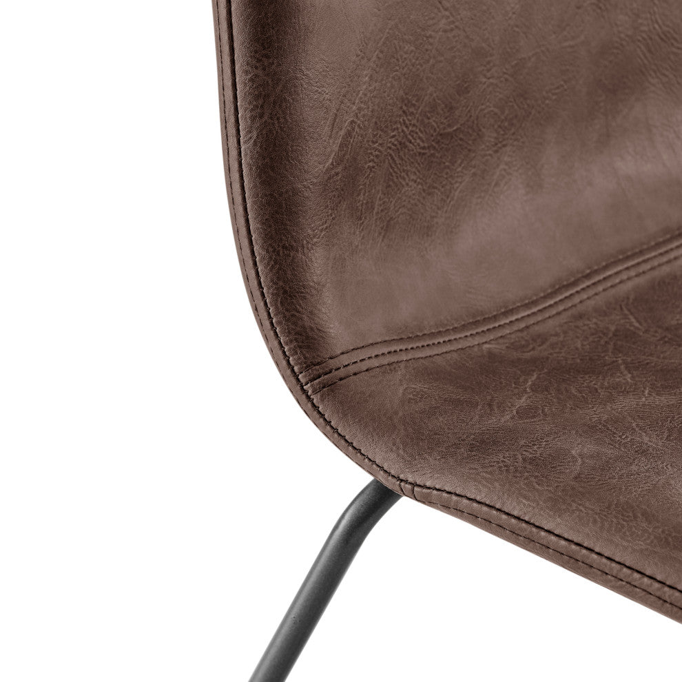 Bruce PU Dining Side Chair,, Set of 2, Toasted Dark Brown