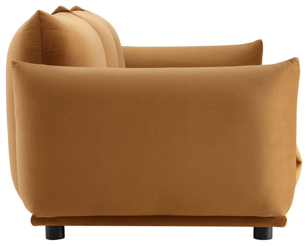 Copious Performance Velvet Sofa Cognac