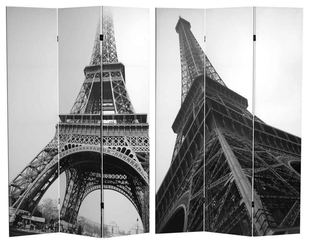 6' Tall Double Sided Eiffel Tower Canvas Room Divider