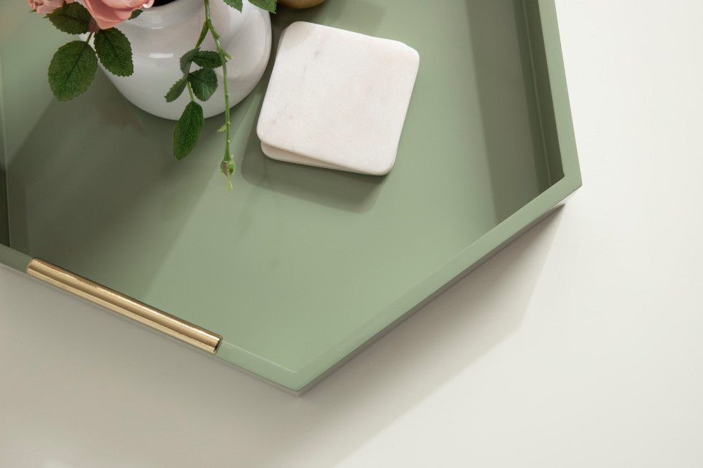 Lipton Hexagon Decorative Tray With Metal Handles, Green, 18"x18"
