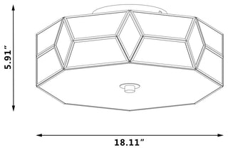 4 Light 18.11" Unique/Statement Geometric Flush Mount, Brass Dust