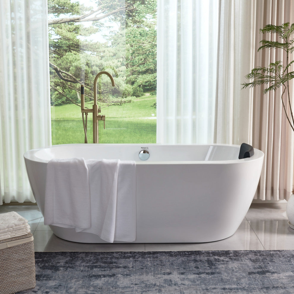 Vanity Art Freestanding Acrylic Bathtub, White, 32"x68"