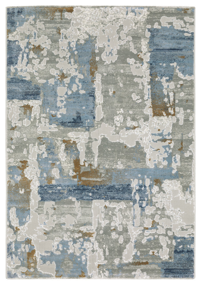 Emery Galaxy Grey/Blue Indoor Area Rug, 6'7" x 9'6"