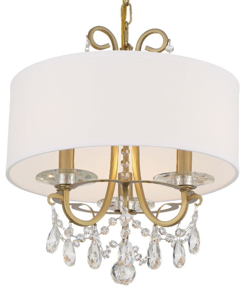 Crystorama 6623-VG-CL-MWP, 3-Light Chandelier, Vibrant Gold