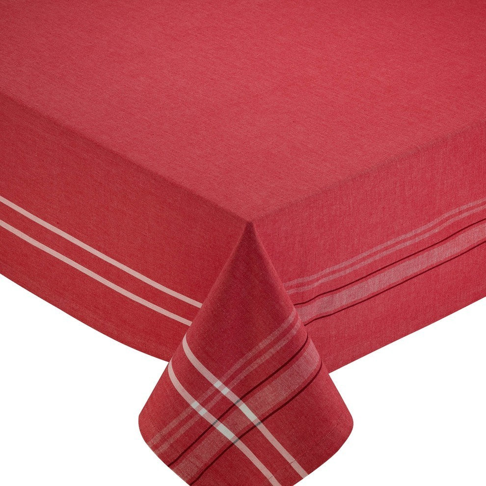 Tango Red French Chambray Tablecloth, 60"x84"