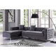 Jeannie Velvet Tufted With Nailhead Trim Sectional, Gray, Left Facing Chaise