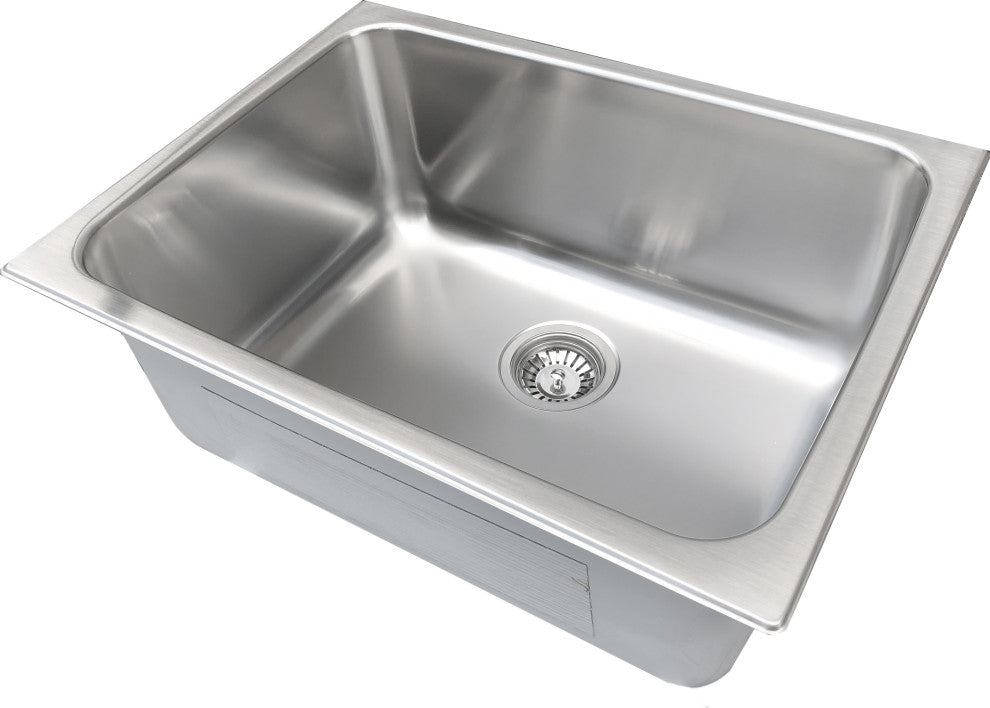 Stainless Steel Laundry Sink with Deep Basin, 24"?x18"?x10"?, Soft Satin