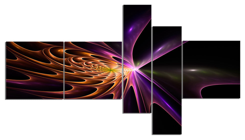 Fractal 3D Colored Bulgy Circles, Abstract Canvas Art Print, 60"x32", 5 panels