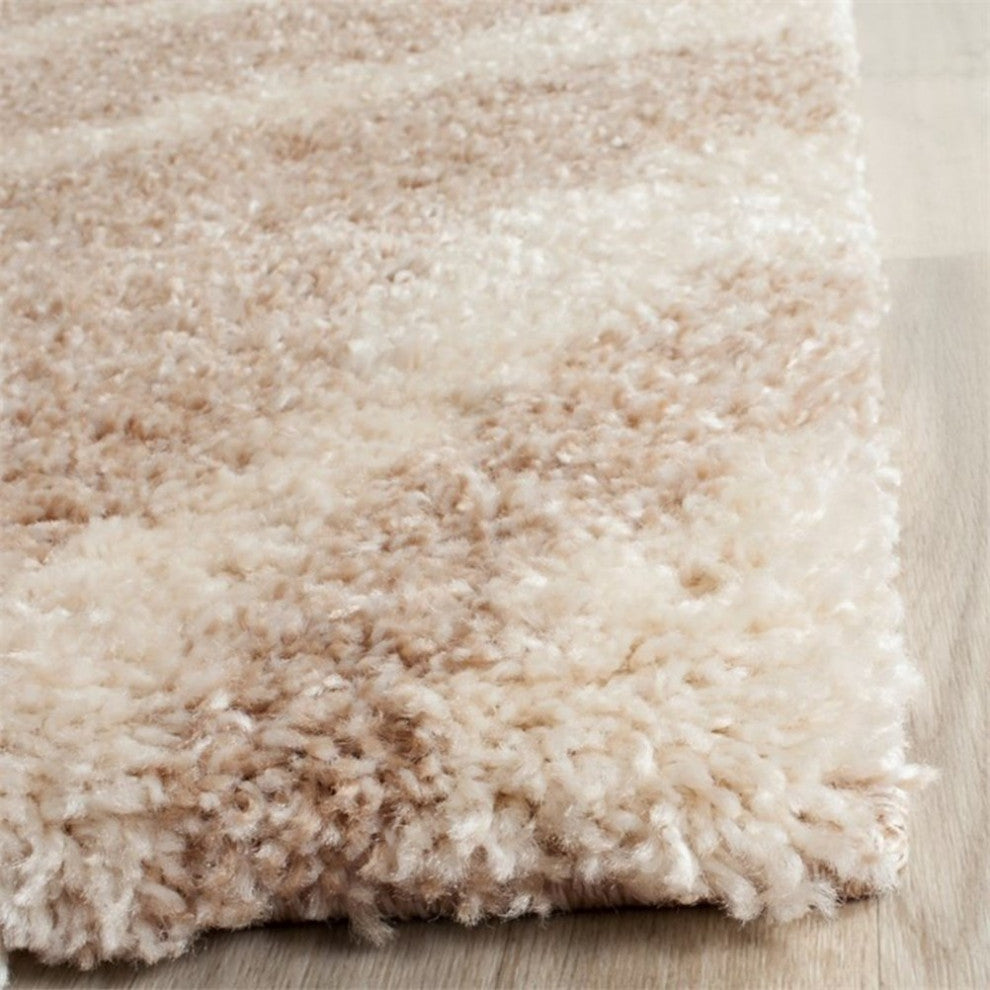 Safavieh Portofino Shag 4' X 6' Power Loomed Rug in Ivory and Beige