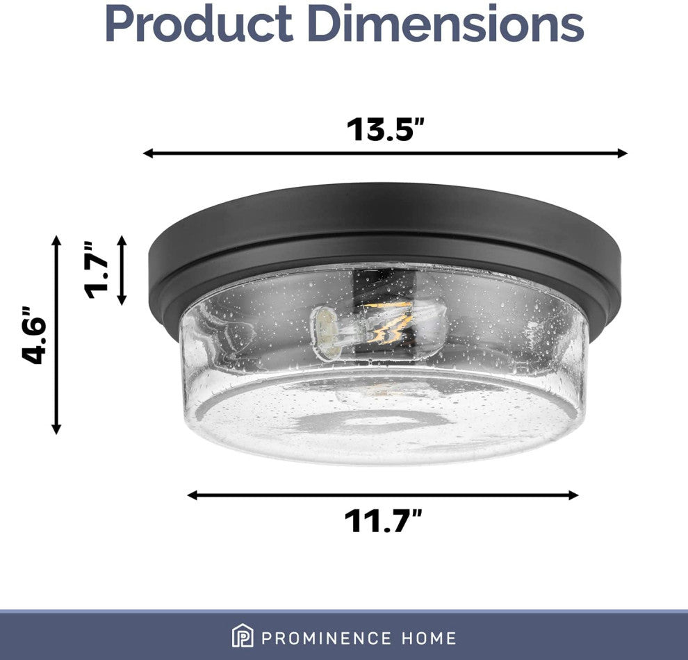 13 inch round  Flush Mount ceiling lamp seeded glass ceiling light with bronze