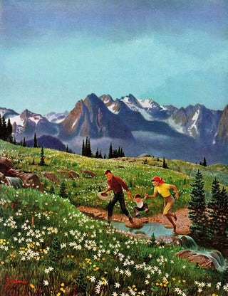 "Mt. Rainier Picnic" Painting Print on Wrapped Canvas