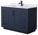 48" Single Bathroom Vanity, Dark Blue, Carrara Countertop, Sink, Black Trim