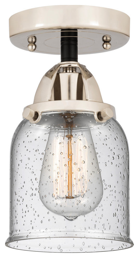 Small Bell Semi-Flush Mount, Black Polished Nickel, Seedy, Seedy