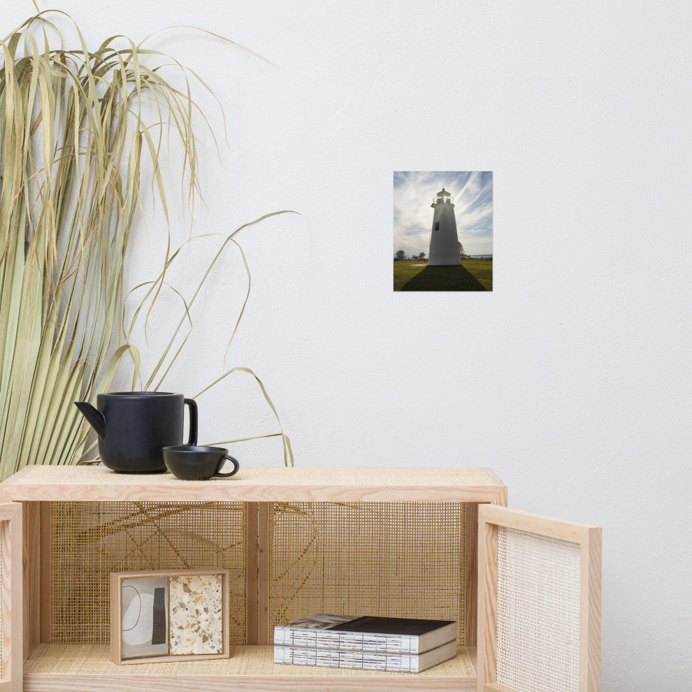 Turkey Point Lighthouse with Sun Flare Unframed Wall Art Prints, 8" X 10"