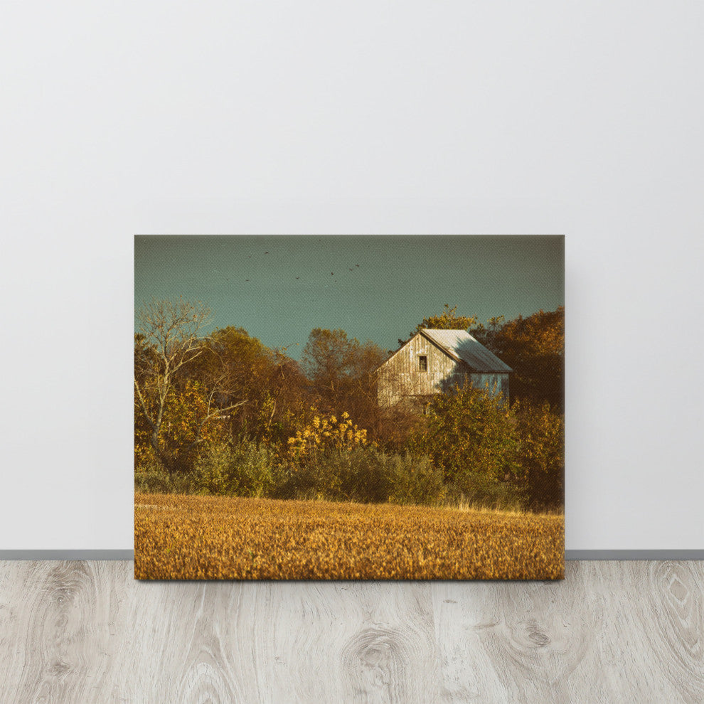 Canvas Wall Decor: Abandoned Barn - Aged Rural Landscape Photo, 16" X 20"