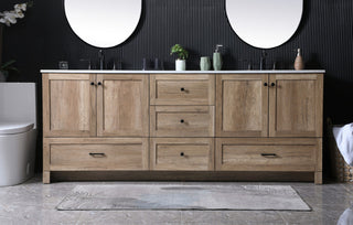 Double Bathroom Vanity, Natural Oak, 84"