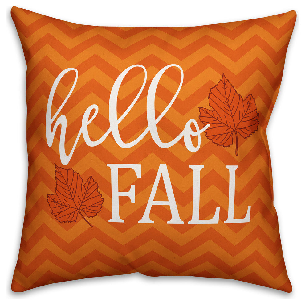 Hello Fall Chevron 16x16 Spun Poly Pillow