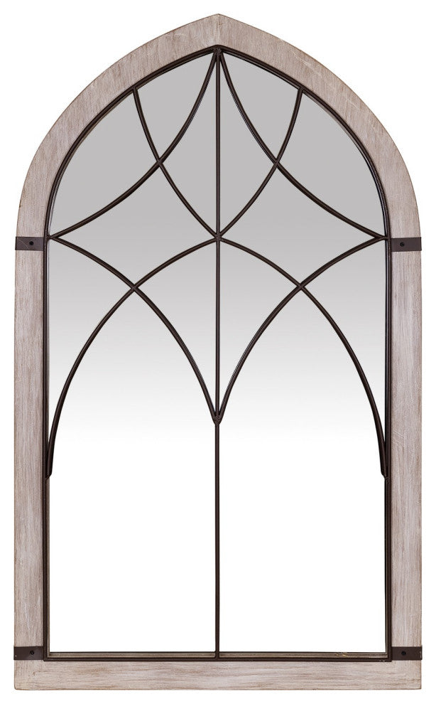 Vintage Wood and Iron Wall Mirror