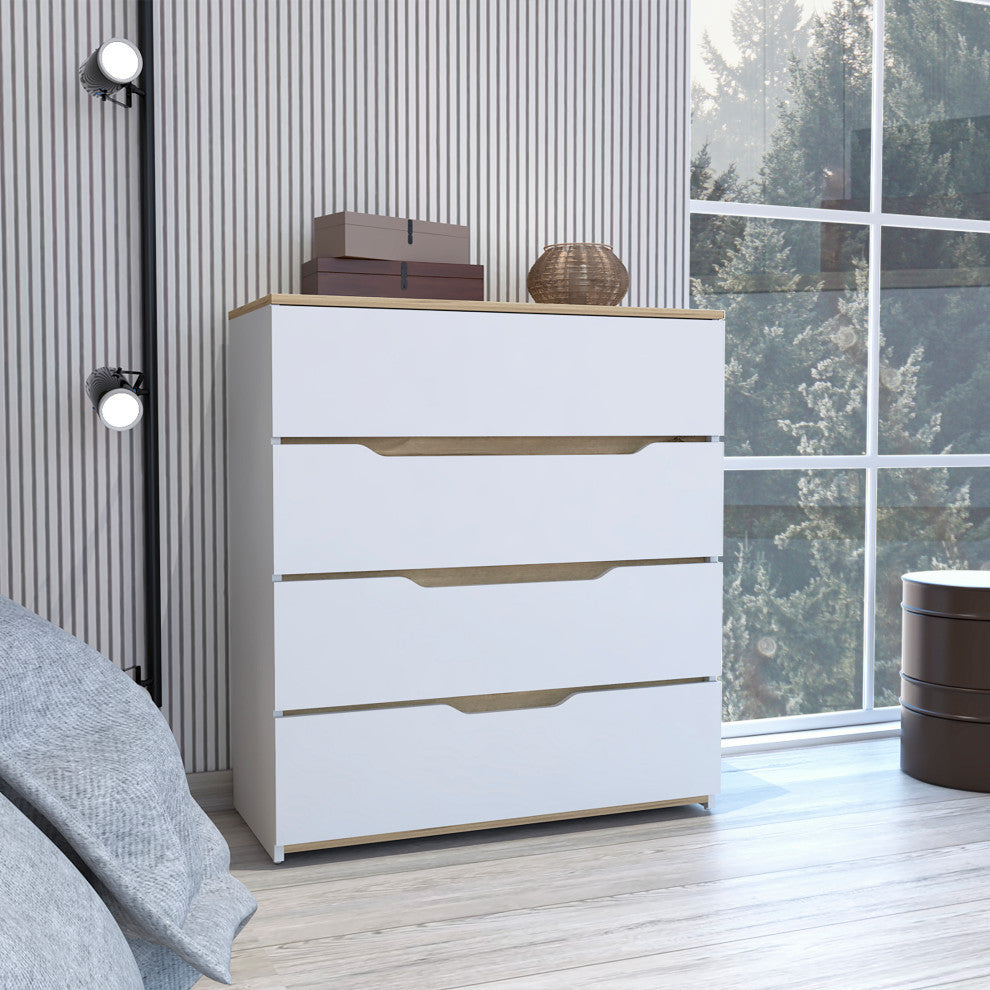 California Style 4-Drawer Dresser, White