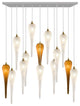 Icicle 14 Blown Glass Chandelier, Silver, 36", Clear and Honey Glass