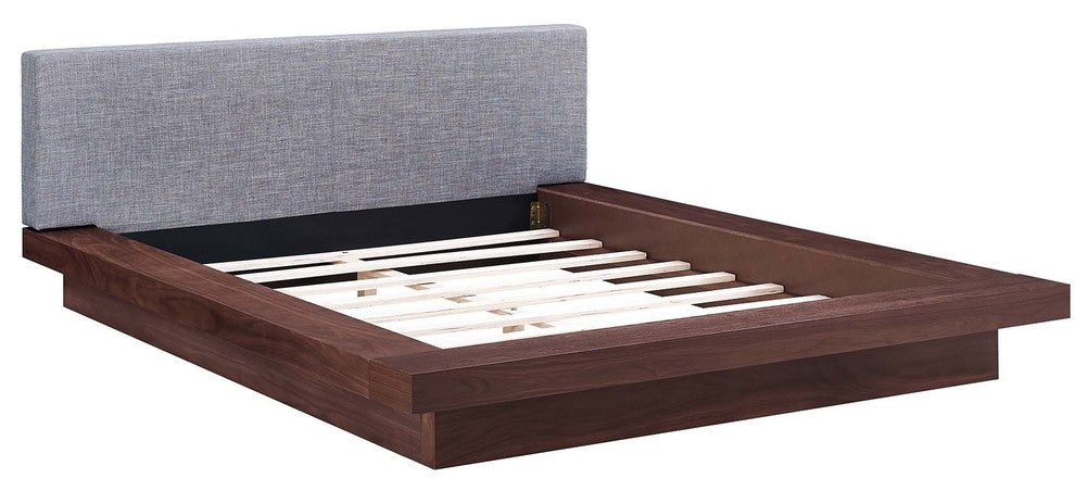 Walnut Gray Freja Queen Fabric Platform Bed