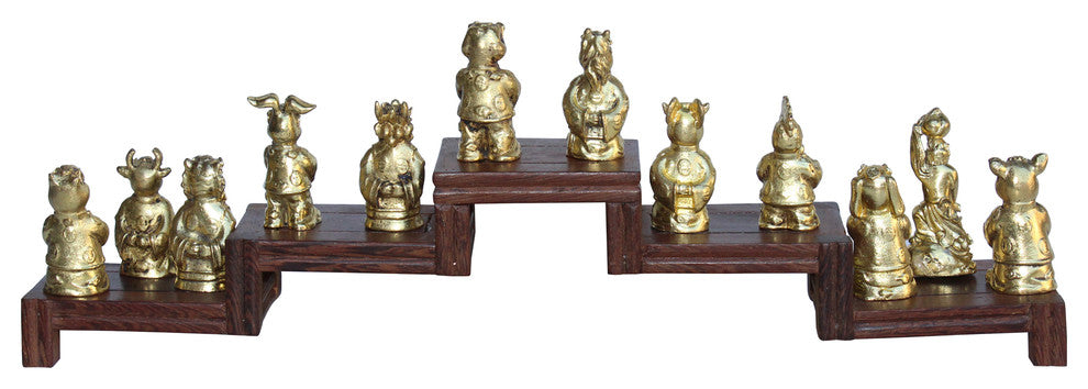 Set of 12 Chinese Animal Zodiac Metal Miniature Figures Hcs4819