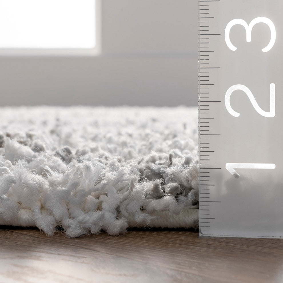 Nuloom Beyazit Machine-Made Easy Shag Rug, White 2'8"x8'Runner
