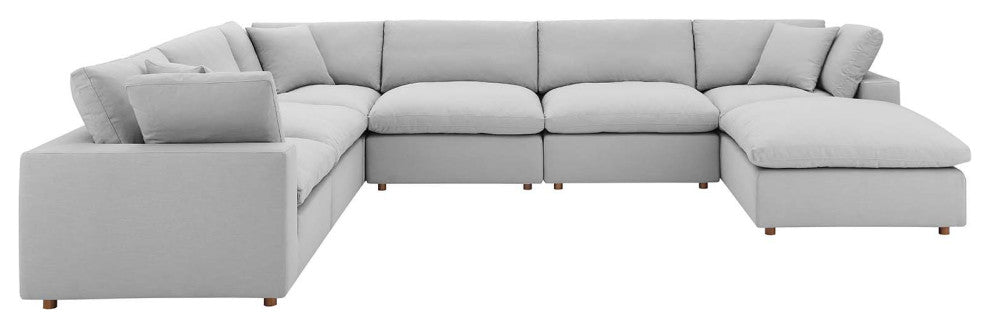Commix Down Filled Overstuffed 7-Piece Sectional Sofa, Light Gray